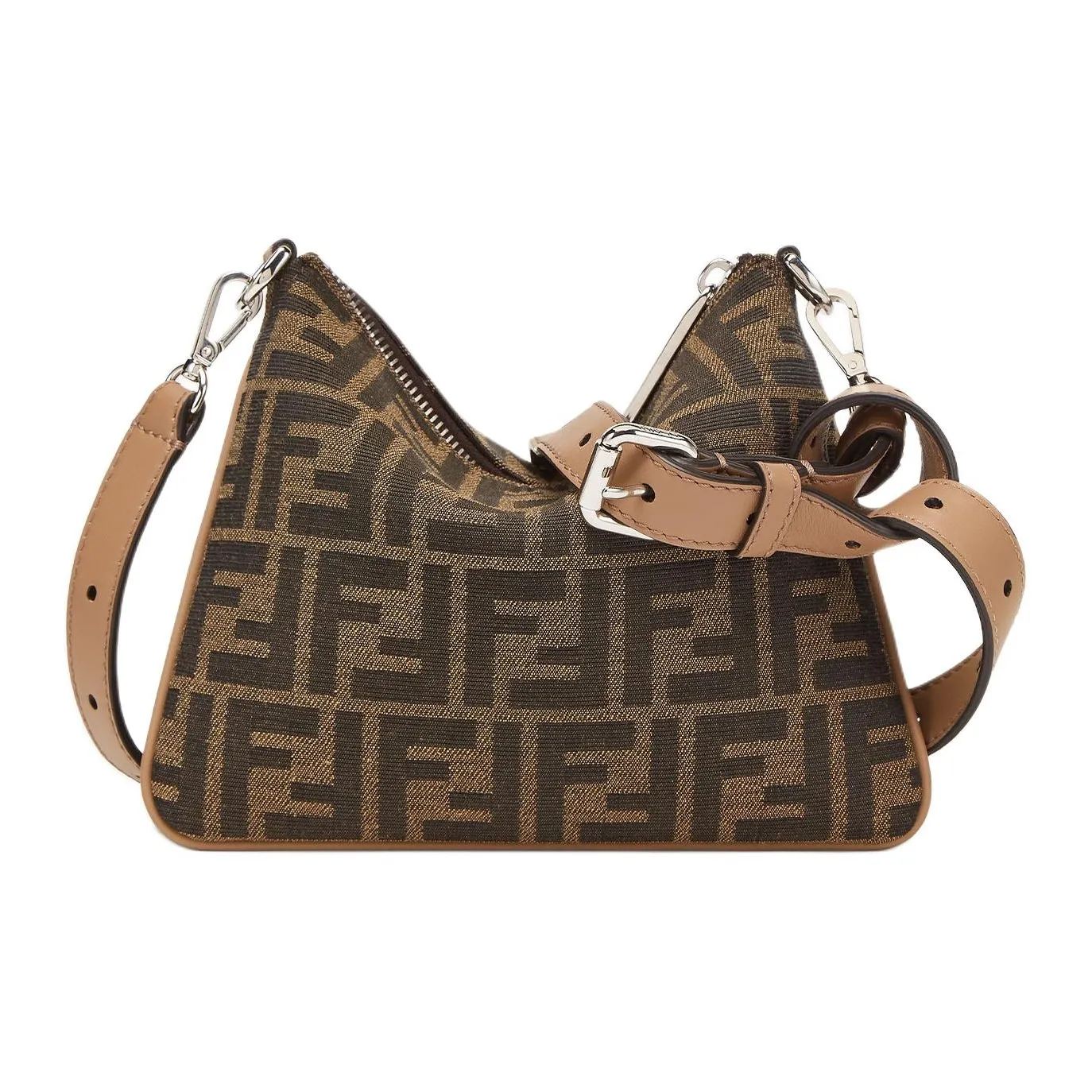 FENDI FF Polyester Shoulder Bag Crossbody Bag Cell Phone Pouch Mini Men's Brown