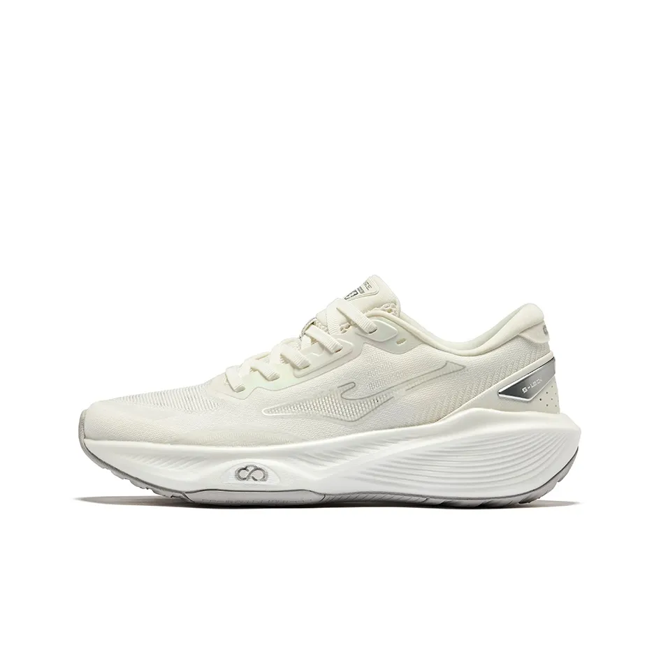 Erke Cushioning Breathable Rebound Low Top Training Running Shoes Women's Microcrystal White Bright Silver