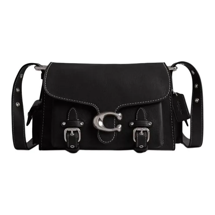 COACH Soft Tabby Grained Leather Shoulder Bag Crossbody Bag Medium Size Women's Black