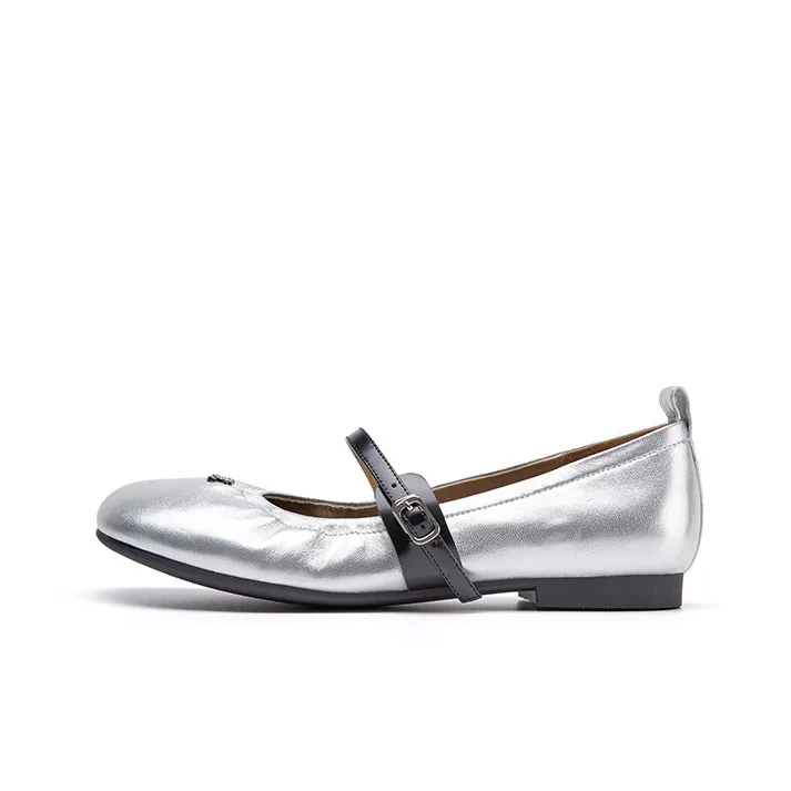 Marie Claire Туфли Mary Jane с плоской подошвой 1,3 см женские мерцающий серебристый