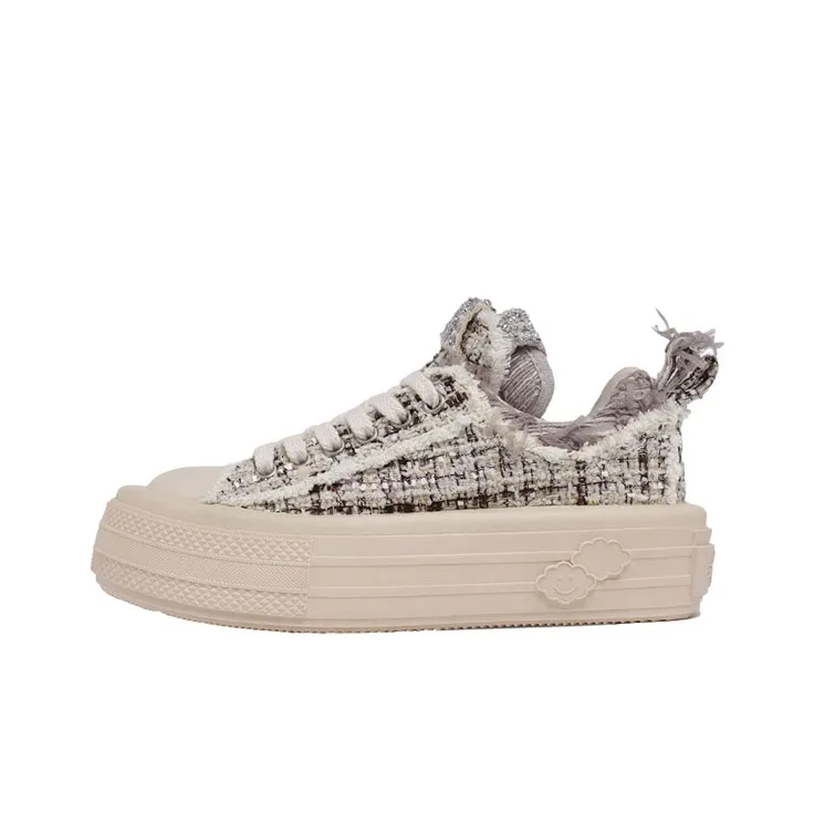 FORESHADOW 'Double Uni'1.0 Height Increasing Low Top Skateboard Shoes Women's Caramel Champagne