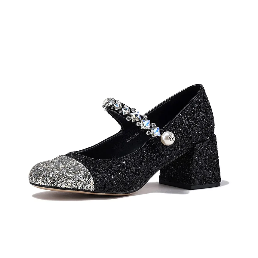 BELLALILY Туфли Мэри Джейн с грубым каблуком 5,5 см женские