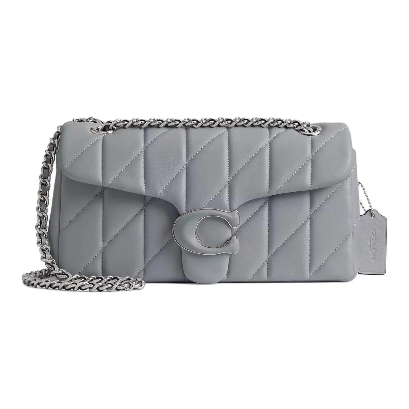 COACH Tabby Nappa Leather Hobo Bag, Crossbody Bag, Shoulder Bag Women's Silver & Gray Blue