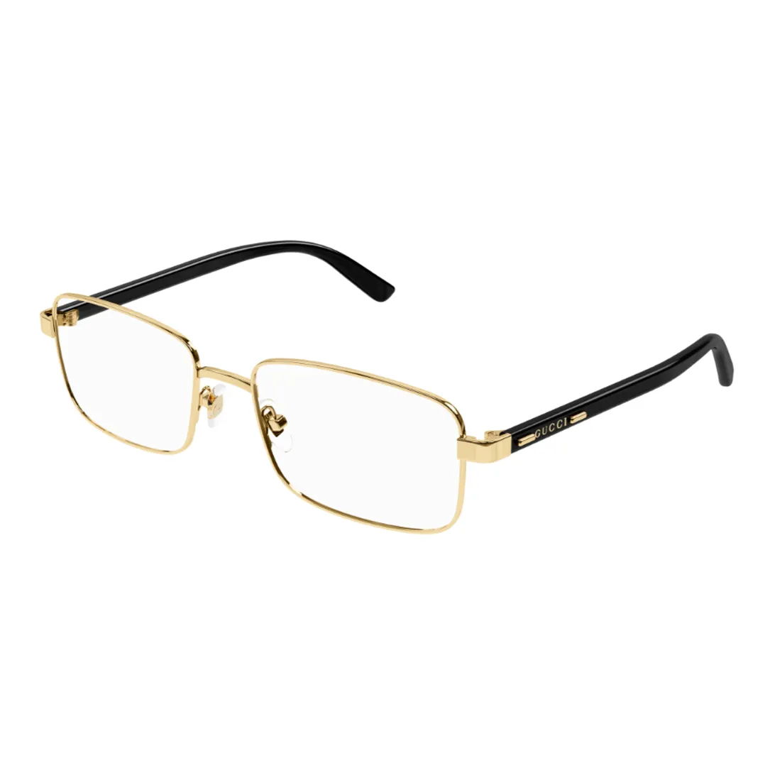 GUCCI Metal Rectangular Eyeglass Frames Men's Gold