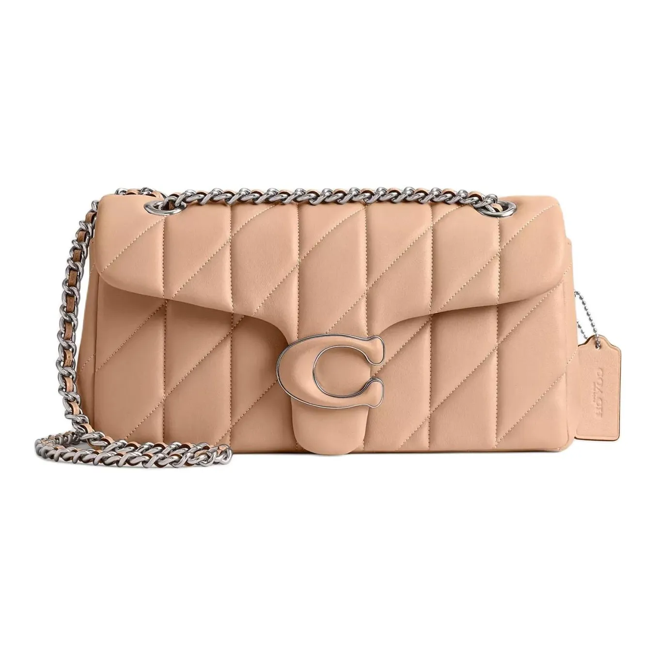 COACH Tabby Nappa Leather Hobo Bag, Crossbody Bag, Shoulder Bag Medium Size Women's Beige Yellow