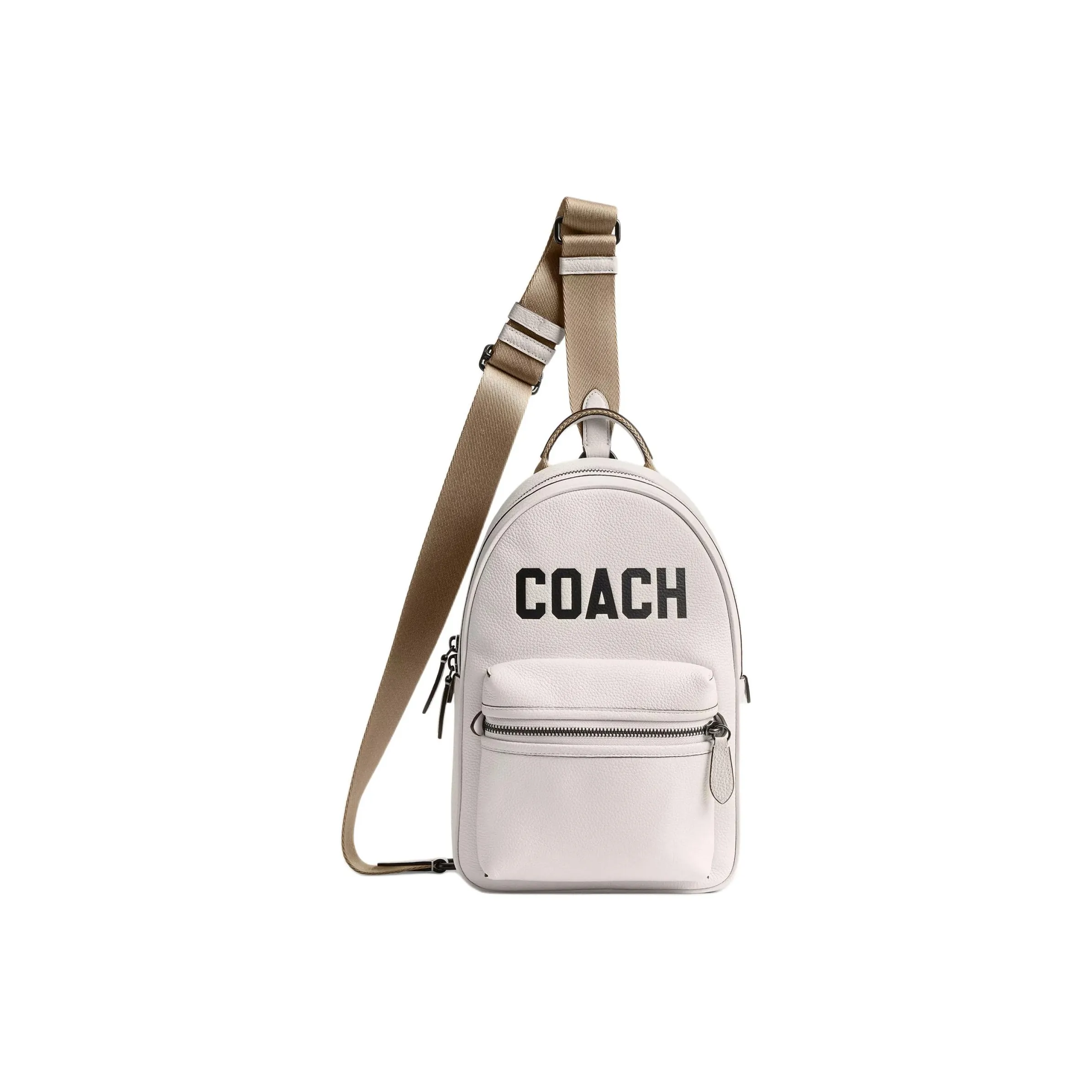 COACH Charter Мягкий Полированный Пескоструйный Кожа Сумка через плечо Маленькая Мужская Мел Белый