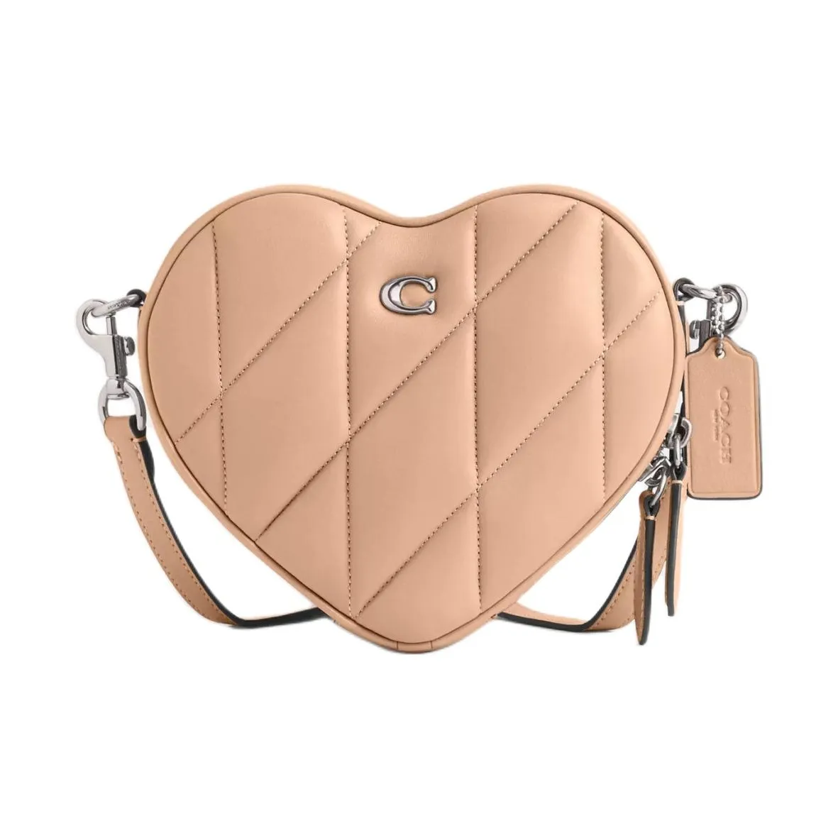 coach Anniversary Heart Nappa Leather Heart Shaped Bag Shoulder Bag Crossbody Bag Small Size Women's Beige Yellow