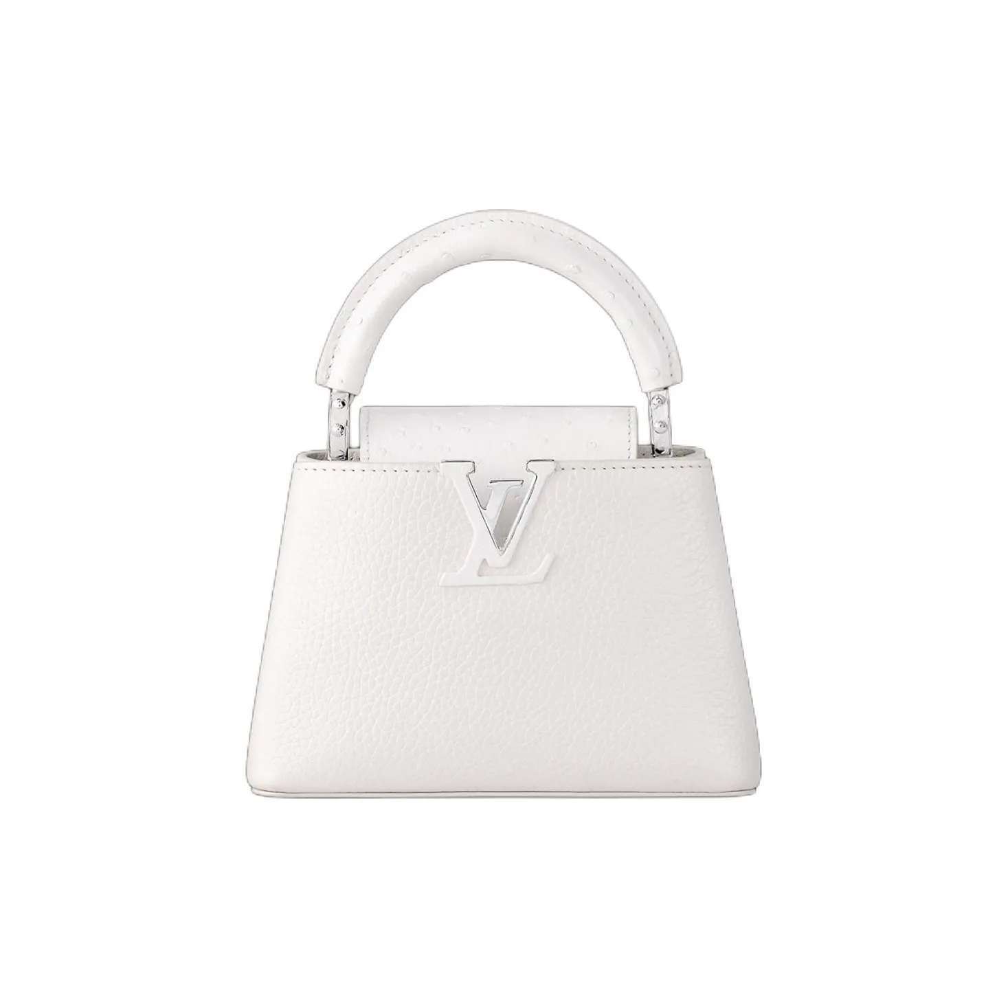LOUIS VUITTON Capucines Taurillon Leather With Ostrich Leather One Shoulder Handbag Crossbody Bag Mini Women's White