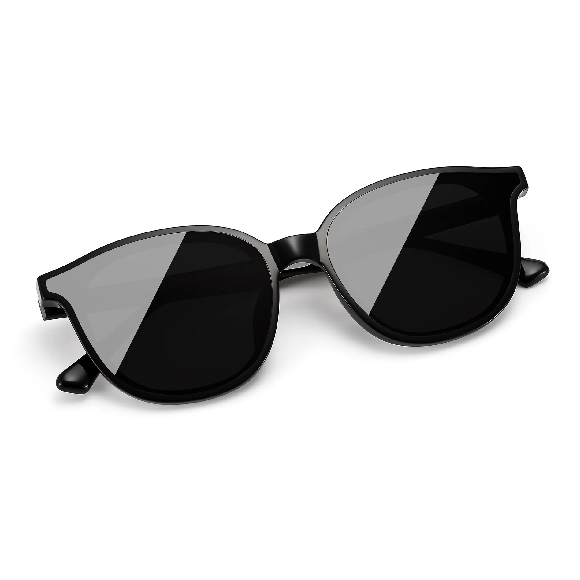 PULAIS Пластиковая оправа Круглые Солнцезащитные очки Унисекс Черный