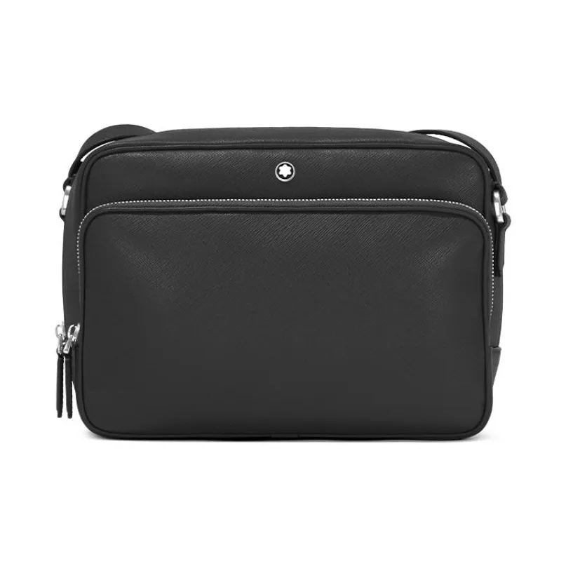 MONTBLANC Leather Messenger Bag, Shoulder Bag, Crossbody Bag Men's Classic Black