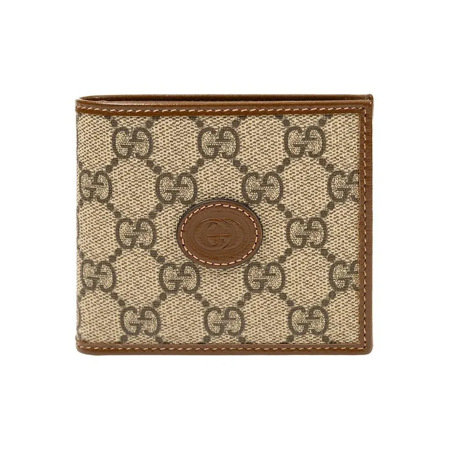 GUCCI Canvas With Leather Wallet Men's Ebony/Brown