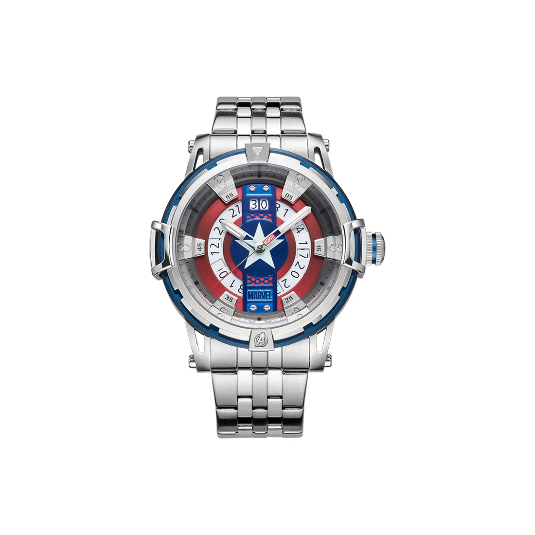 MARVEL Iron Man Series Многофункциональный Кварцевый Механизм Силиконовый Ремешок Часы Мужские Черный Циферблат