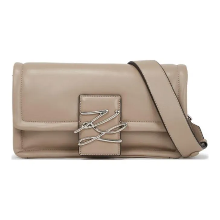 KARL LAGERFELD Recycled Polyurethane Shoulder Bag, Crossbody Bag Women's Taupe