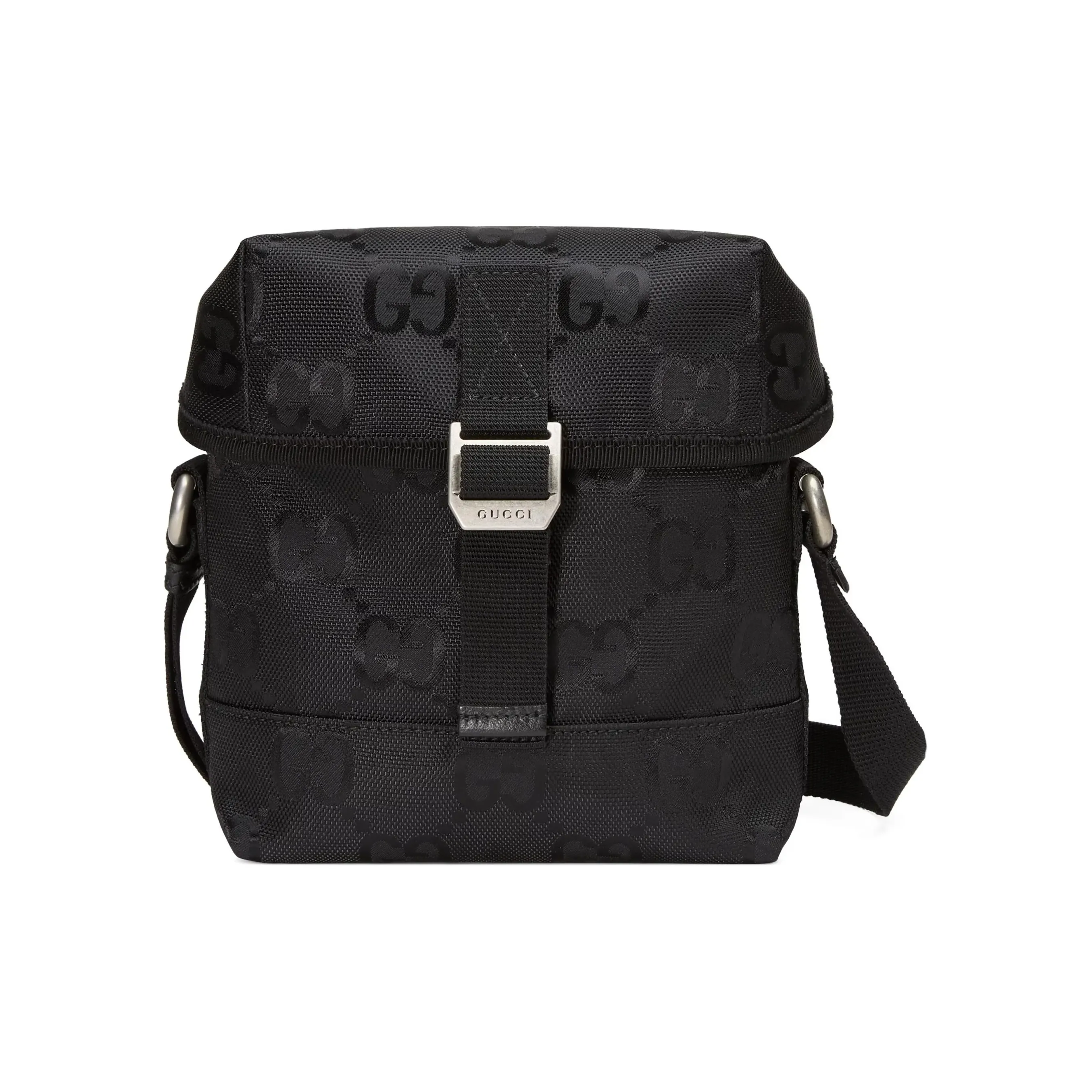 GUCCI Off The Grid Leather Recycled Nylon Messenger Bag, Shoulder Bag, Crossbody Bag Men's Black
