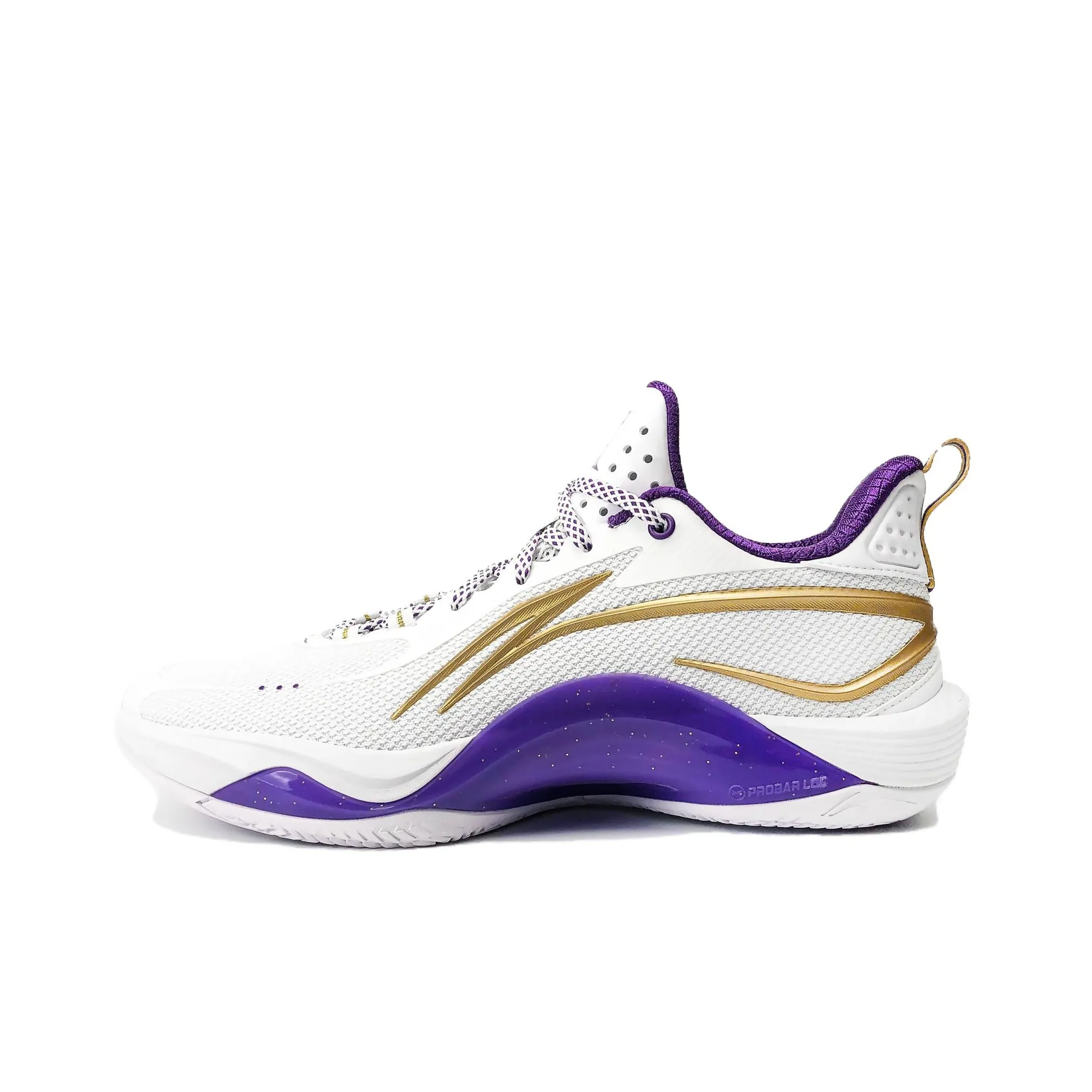LINING Basketball Shoes Men's Low Top White/Purple/Gold