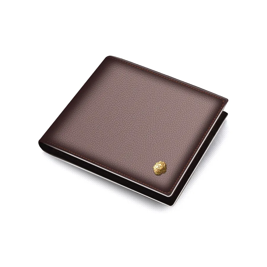 Old Man's Head Top Grain Cow Leather Card Holder, Wallet Men's Black/Coffee