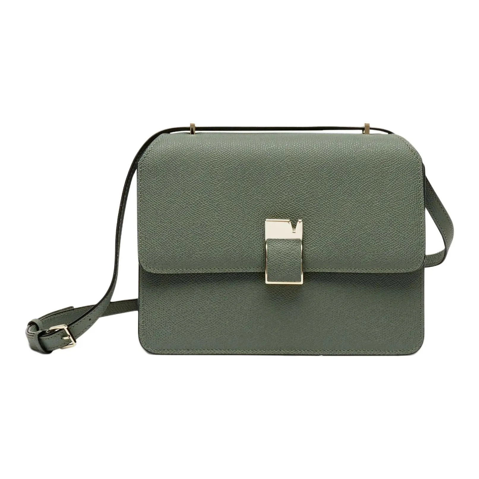 Valextra Millepunte Calfskin Shoulder Bag, Crossbody Bag Medium Size Women's Musk Green