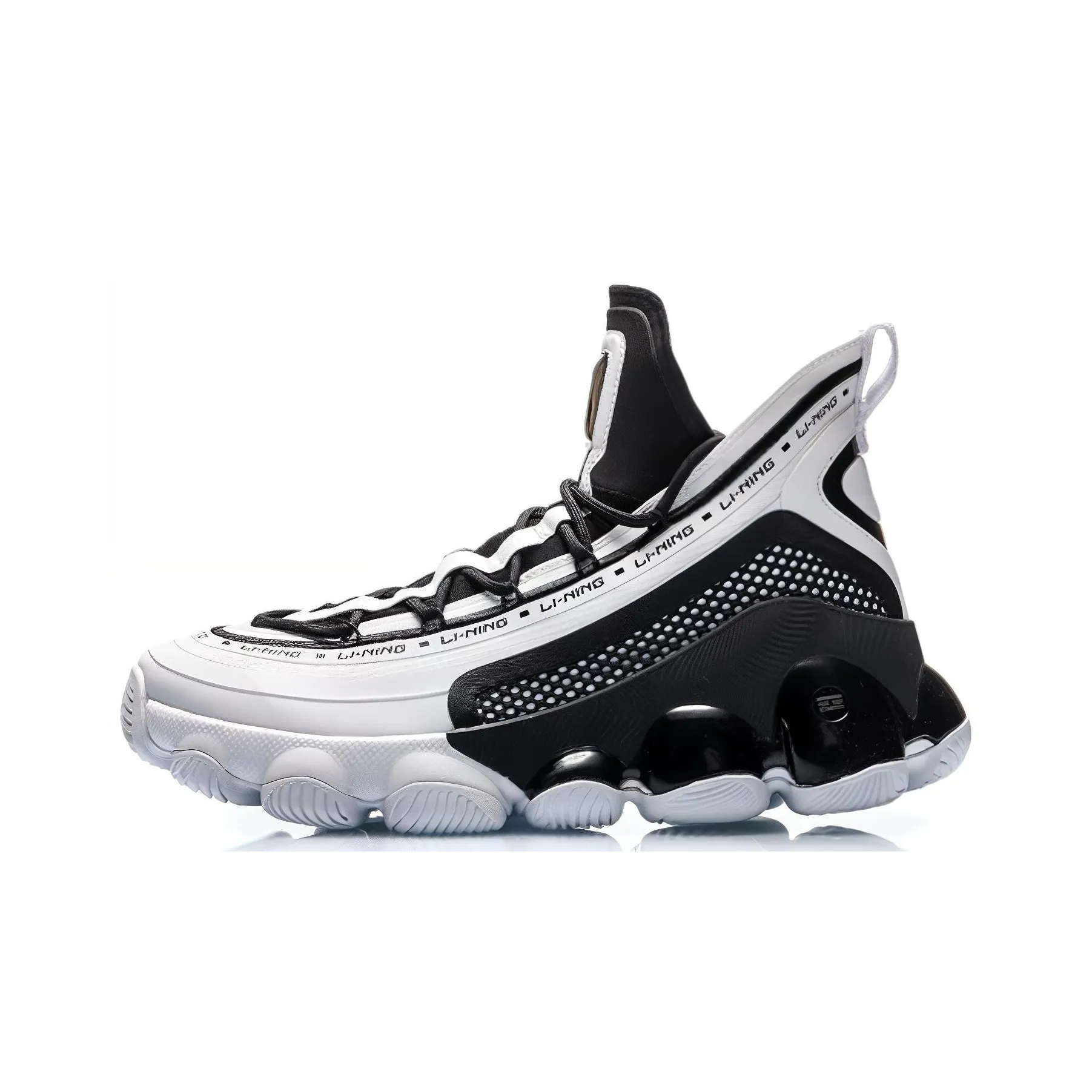 LINING Нелинейный Легкий MID Топ Винтажные Баскетбольные Кроссовки Мужской Черный Белый