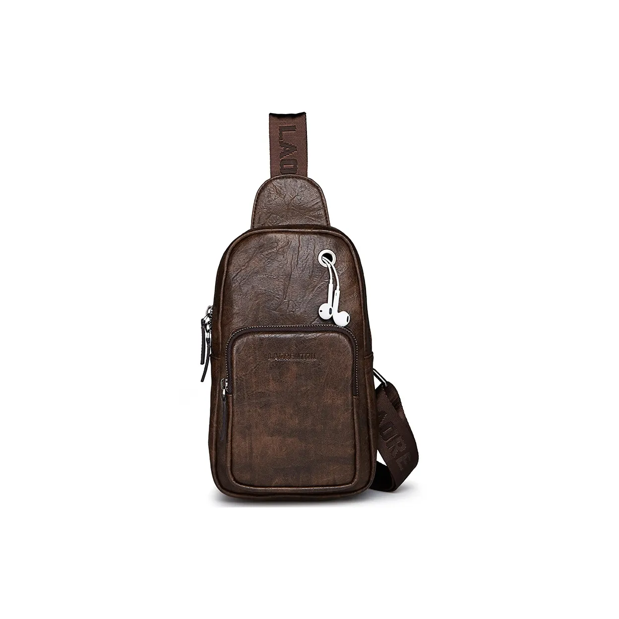 Old Man's Head Artificial Leather Sling Bag Shoulder Bag Crossbody Bag Regular Men's Coffee