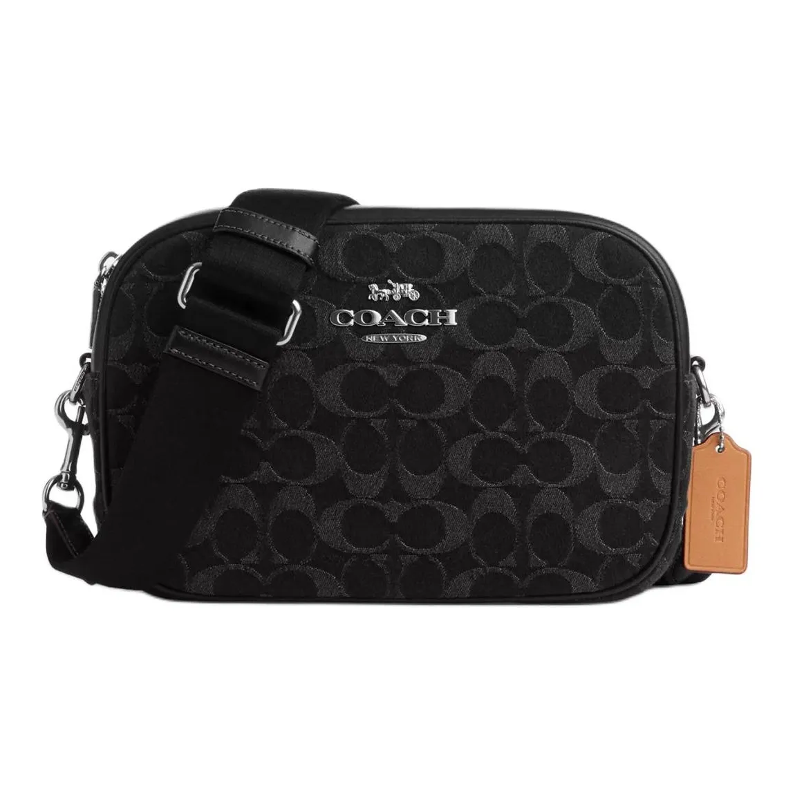 COACH Jamie Denim With Leather Camera Bag Shoulder Bag Crossbody Bag Medium Size Women's Black