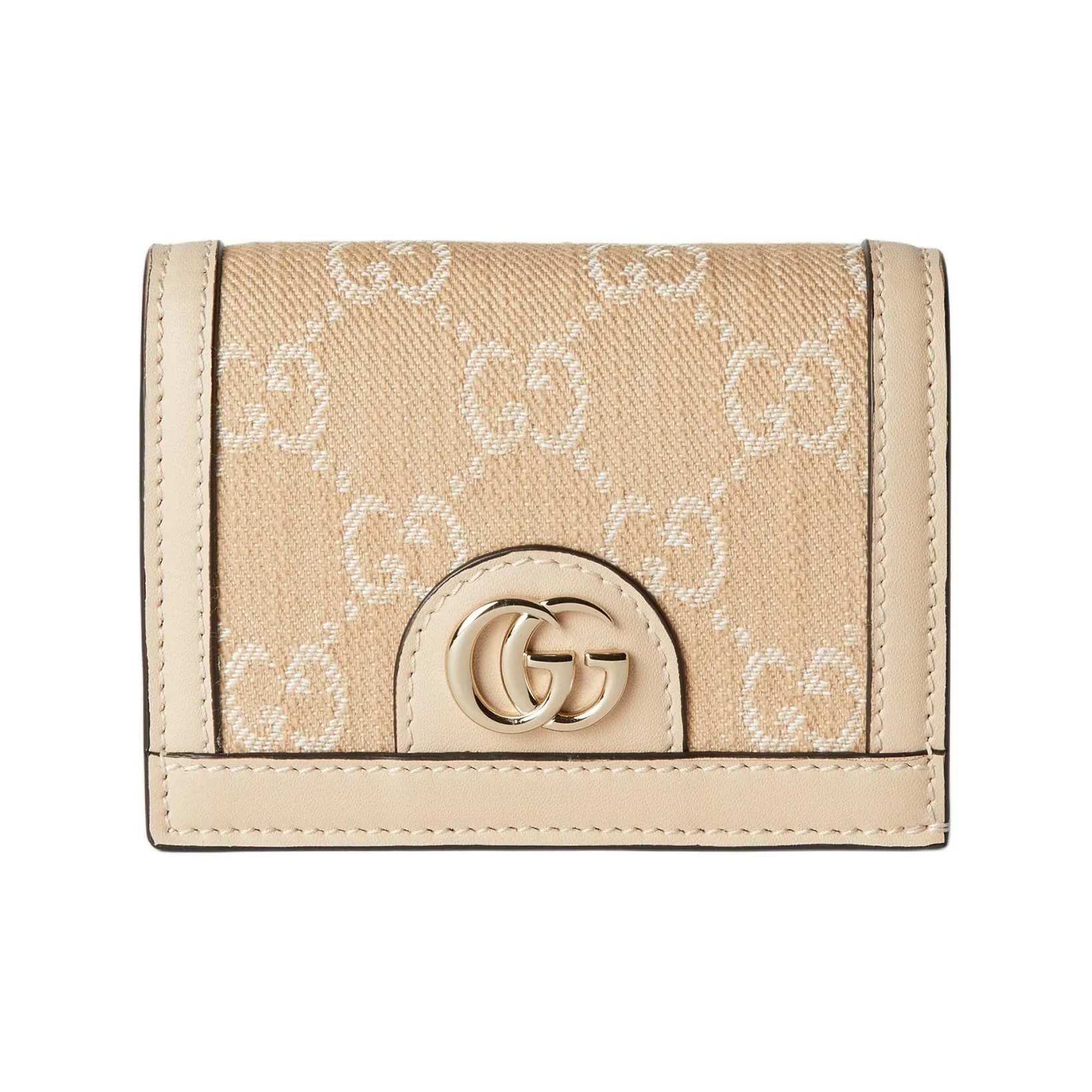 GUCCI Ophidia Denim с кожаной отделкой держатель для карт кошелек женский светло-бежевый