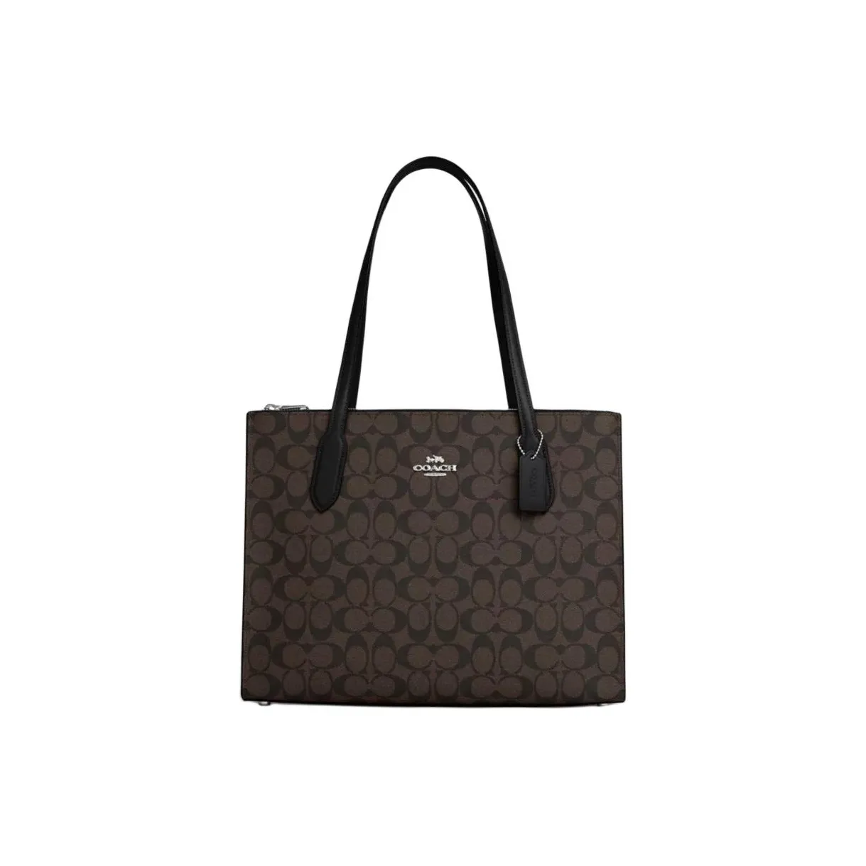 COACH Nina Canvas With Leather Tote Bag, Shopping Bag, Handbag, Shoulder Bag Tubas Women's Brown Black