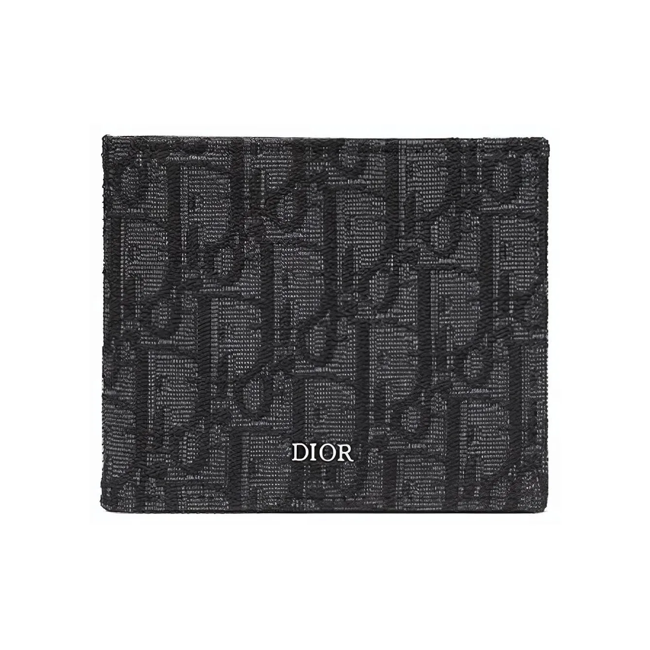 DIOR OBLIQUE Knitted Fabric With Cow Leather Wallet Men's Black