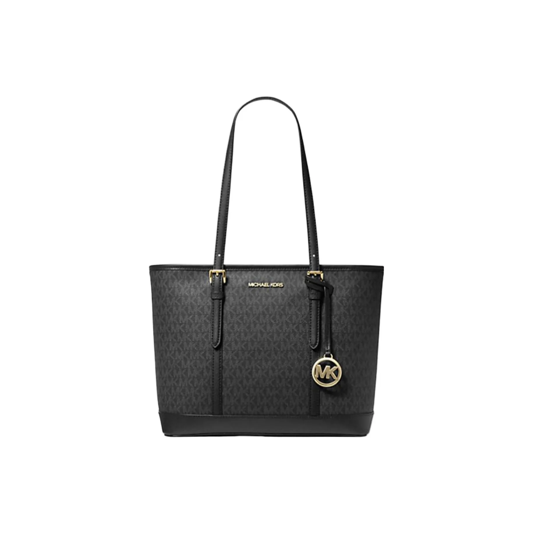 MICHAEL KORS Jet Set Travel Покрытый холст Тоут Сумка Сумка для покупок Сумка Сумка через плечо Женская Черная