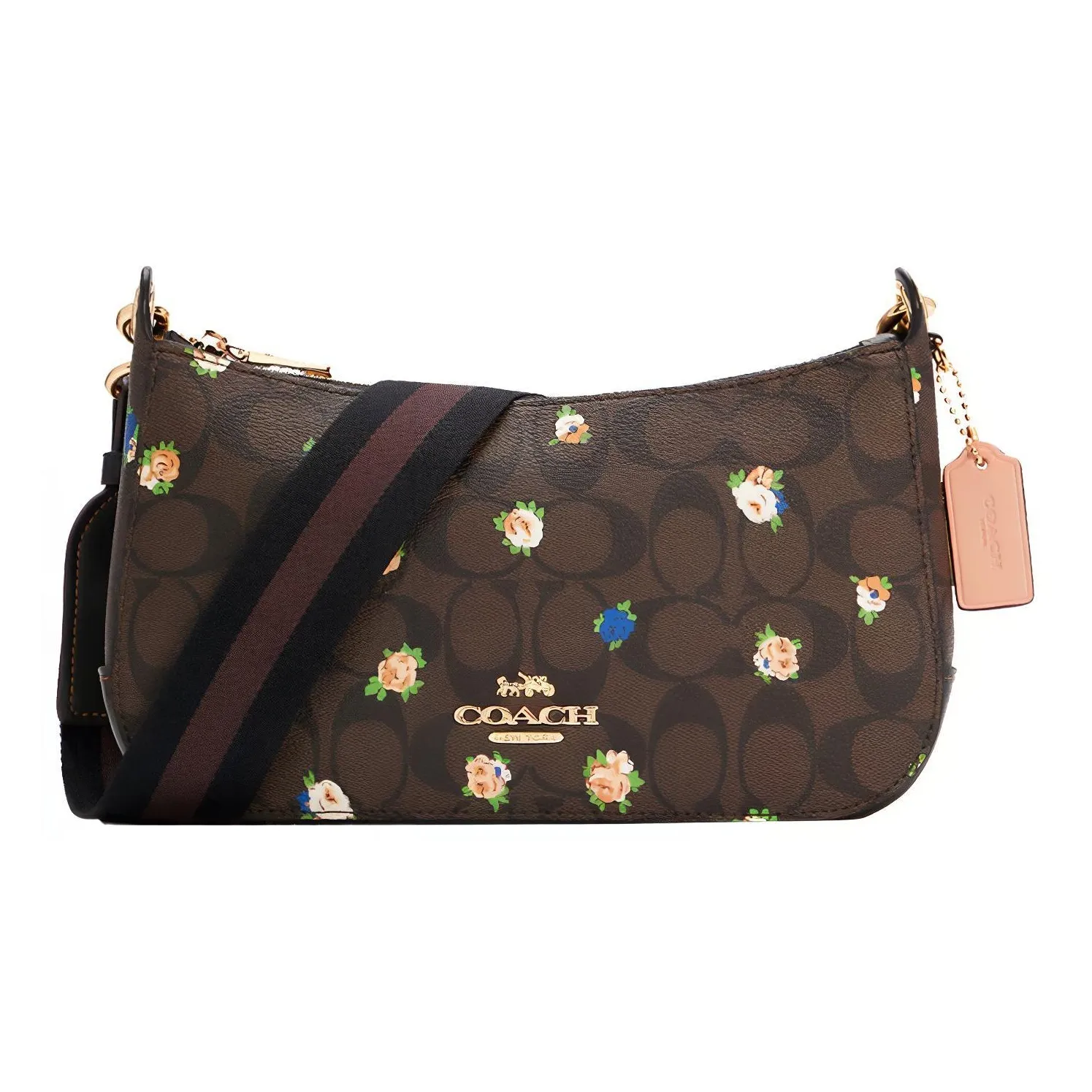 COACH Jes Сумка через плечо из холщовой кожи среднего размера женская темно-коричневая
