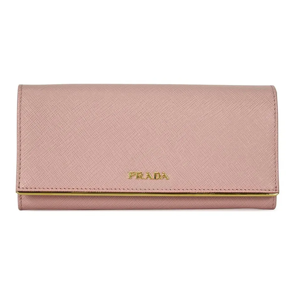 PRADA Leather Card Holder Wallet Women's Pink