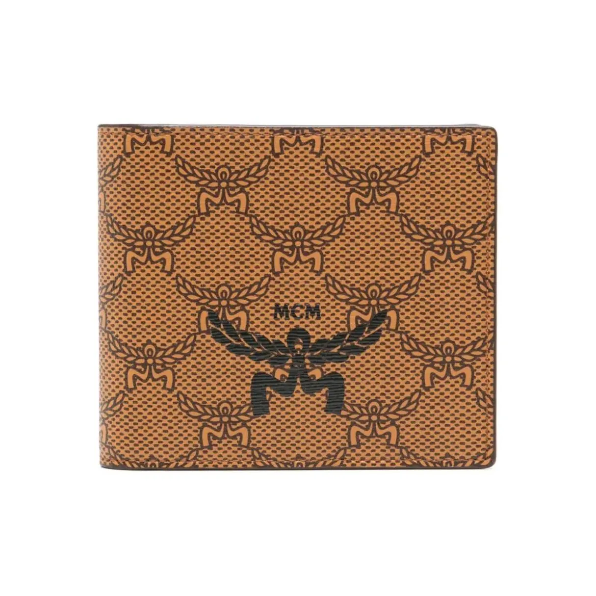 MCM Canvas Leather Wallet Small Men's Cognac