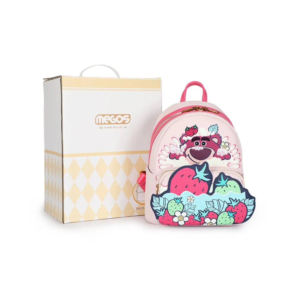 MESUCA ×Disney Коллаборация Strawberry Bear Series ПУ (полиуретан) Рюкзак Маленький Розовый Красный