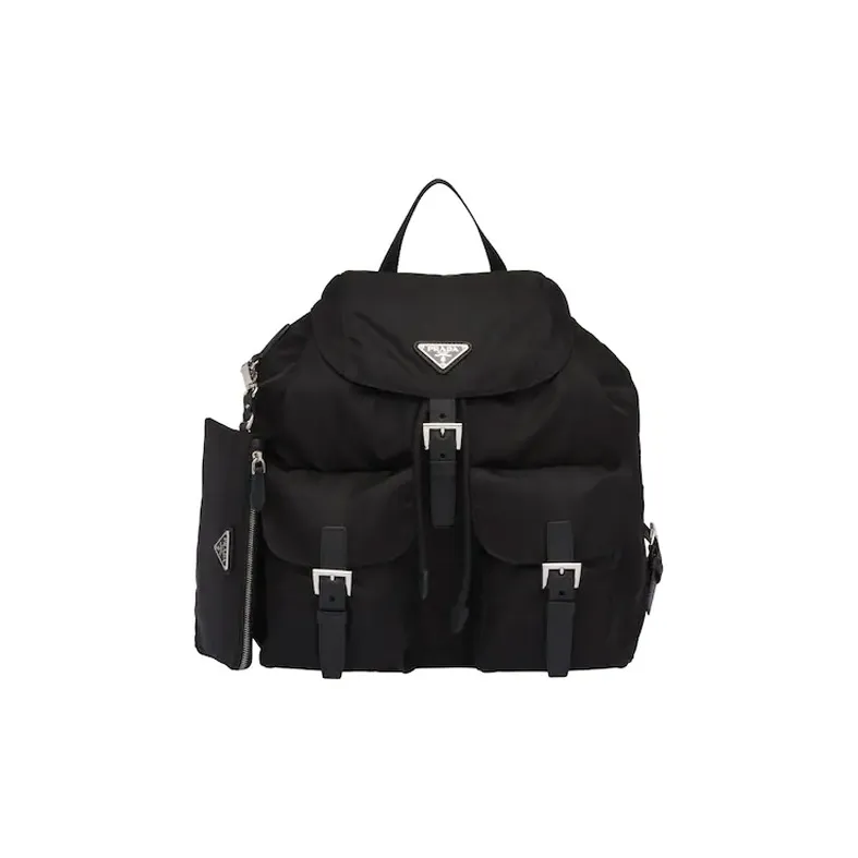 PRADA Saffiano Leather Detail Backpack Women's Black