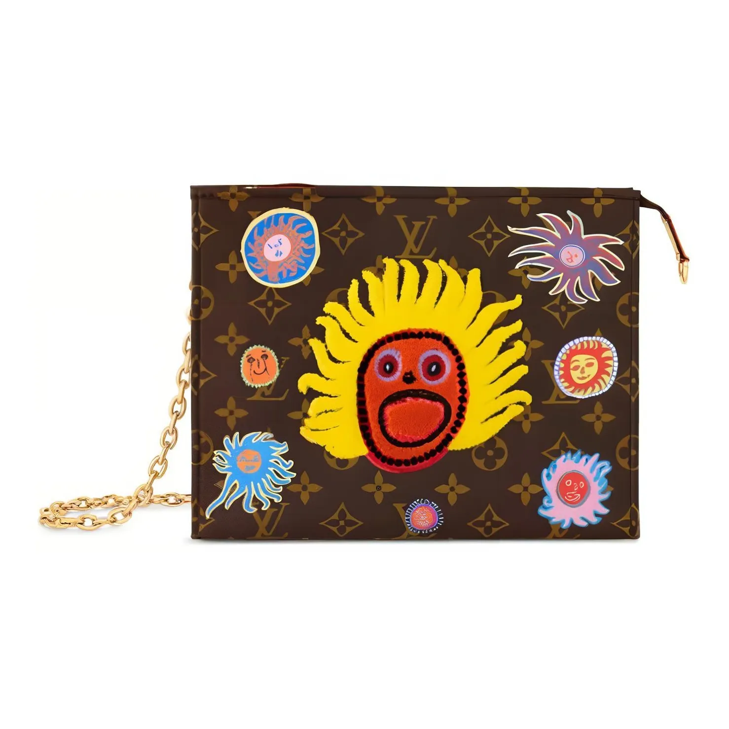 LOUIS VUITTON Lv X Yk Toiletry Pouch On Chain Face Print And Embroidery
