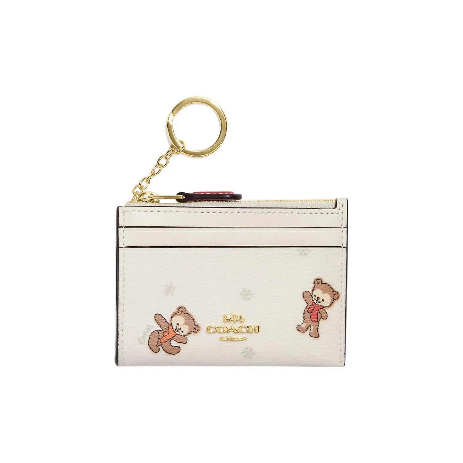 COACH Mini Id Skinny Coated Canvas With Smooth Leather Document Bag, Card Holder Mini Women's Chalk White
