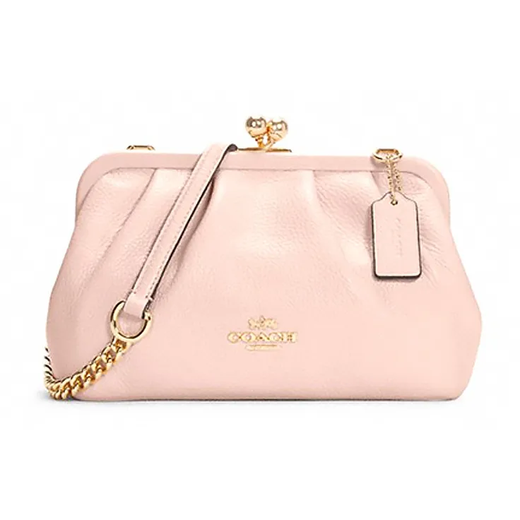 COACH Kisslock Cow Leather Chain Bag, Cloud Bag, Shoulder Bag, Crossbody Bag Women's Cherry Blossom Pink