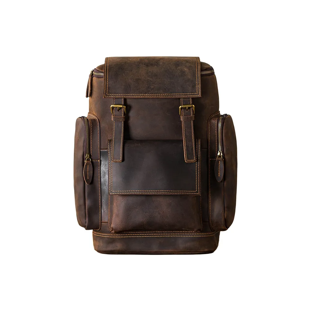 Back Step Рюкзак из коровьей кожи компьютерная дорожная сумка большой унисекс темно-коричневый