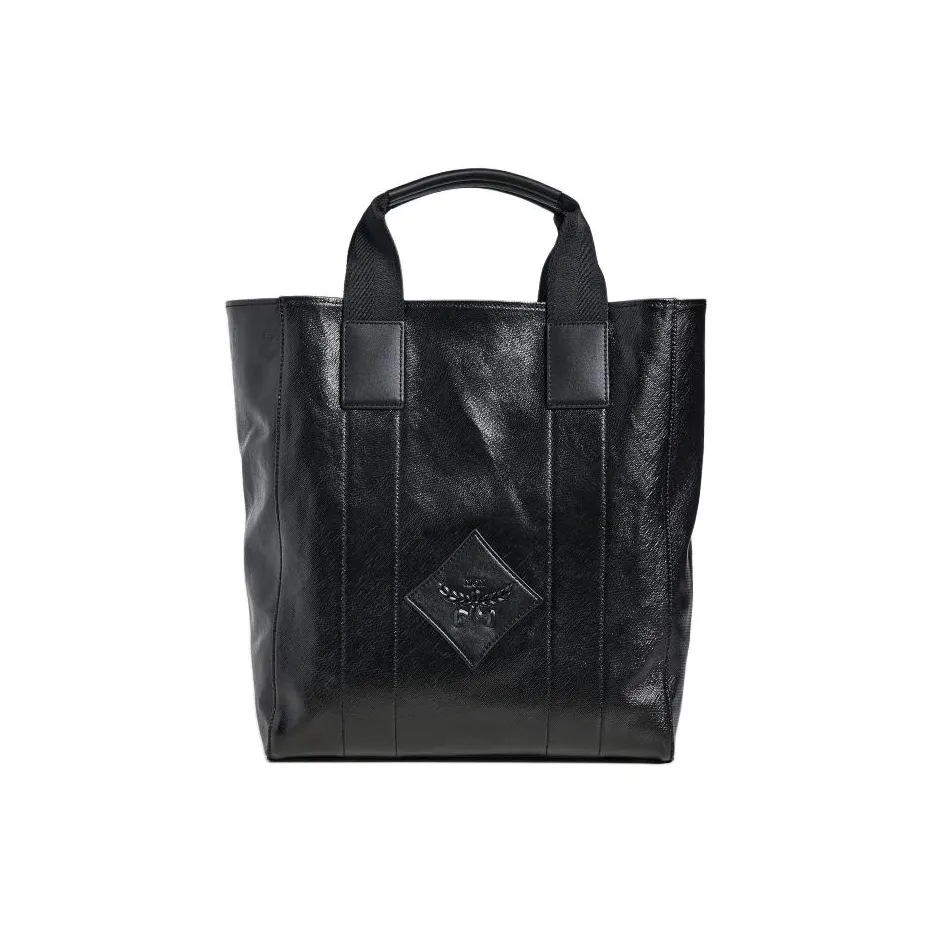 MCM Покрытый холст с кожаными вставками Тоут Сумка Сумка для покупок Сумка на плечо Сумка Большая мужская черная