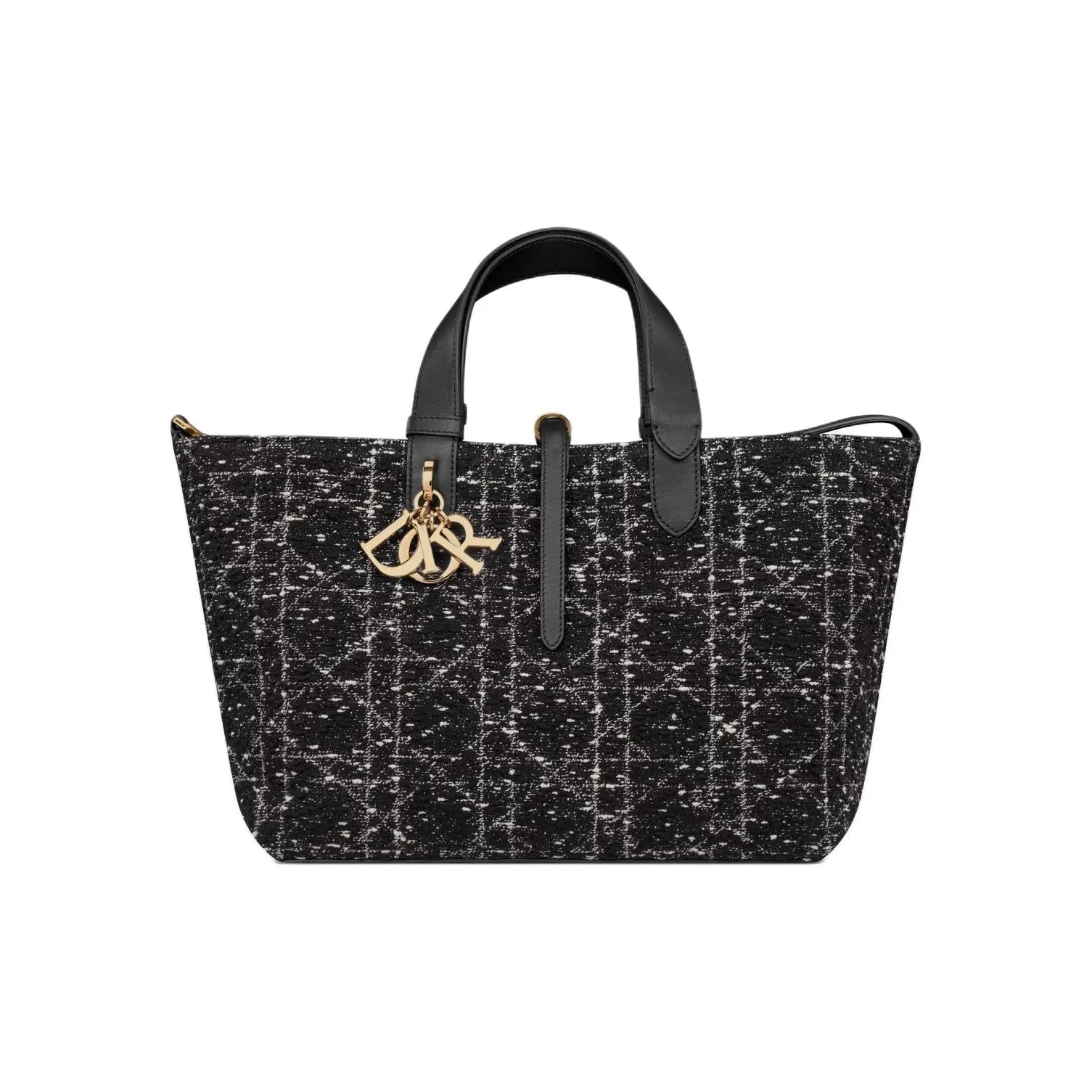 DIOR Toujours Tweed Embroidery Native Bag, Tote Bag, Shopping Bag, Handbag, Shoulder Bag Medium Size Women's Black