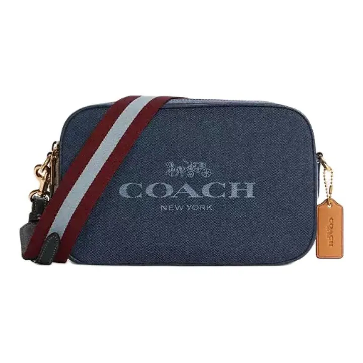 COACH Jes Ткань с коровьей кожей Сумка через плечо Средняя Женская Джинсовый синий