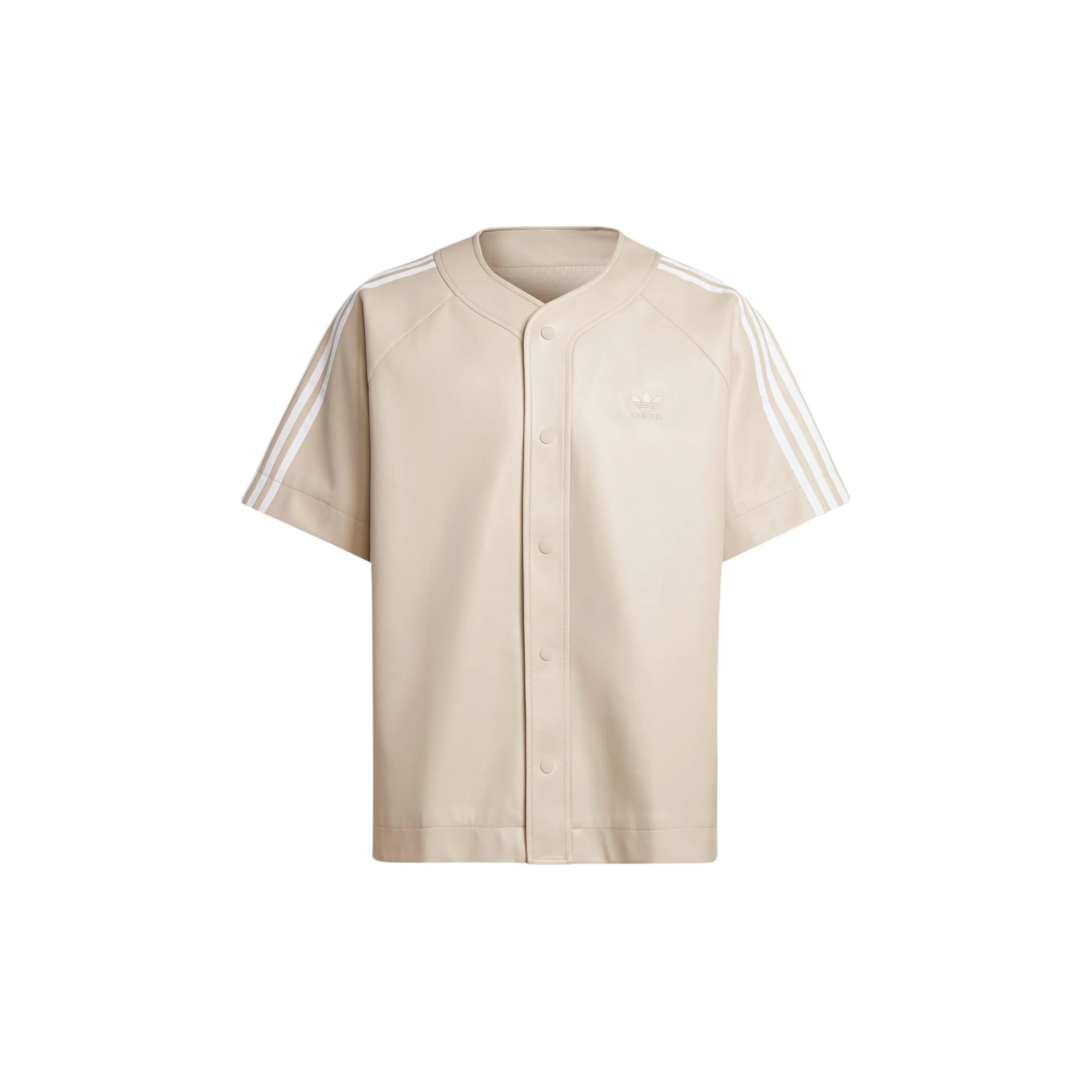 adidas originals Faux Leather Adicolor 3 Stripes Baseball Shirt Beige