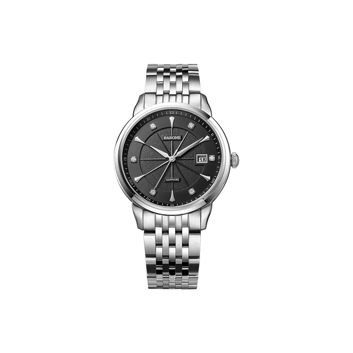 RARONE Polaris Кварцевый механизм ремешок из нержавеющей стали женские часы черный циферблат