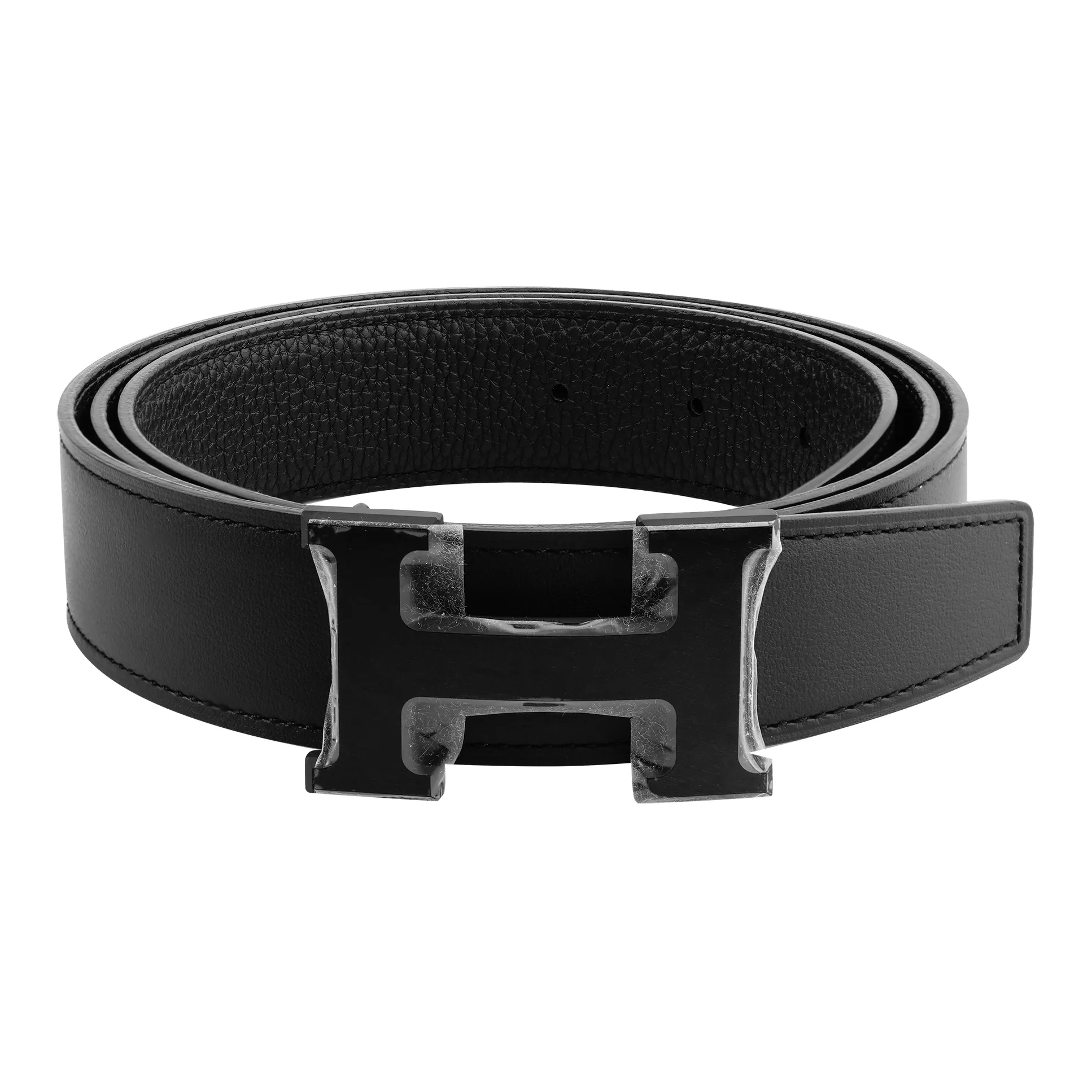 HERMES Togo Calfskin Double-Sided Leather Belt Leather Belts Unisex Black Width: 3.2CM