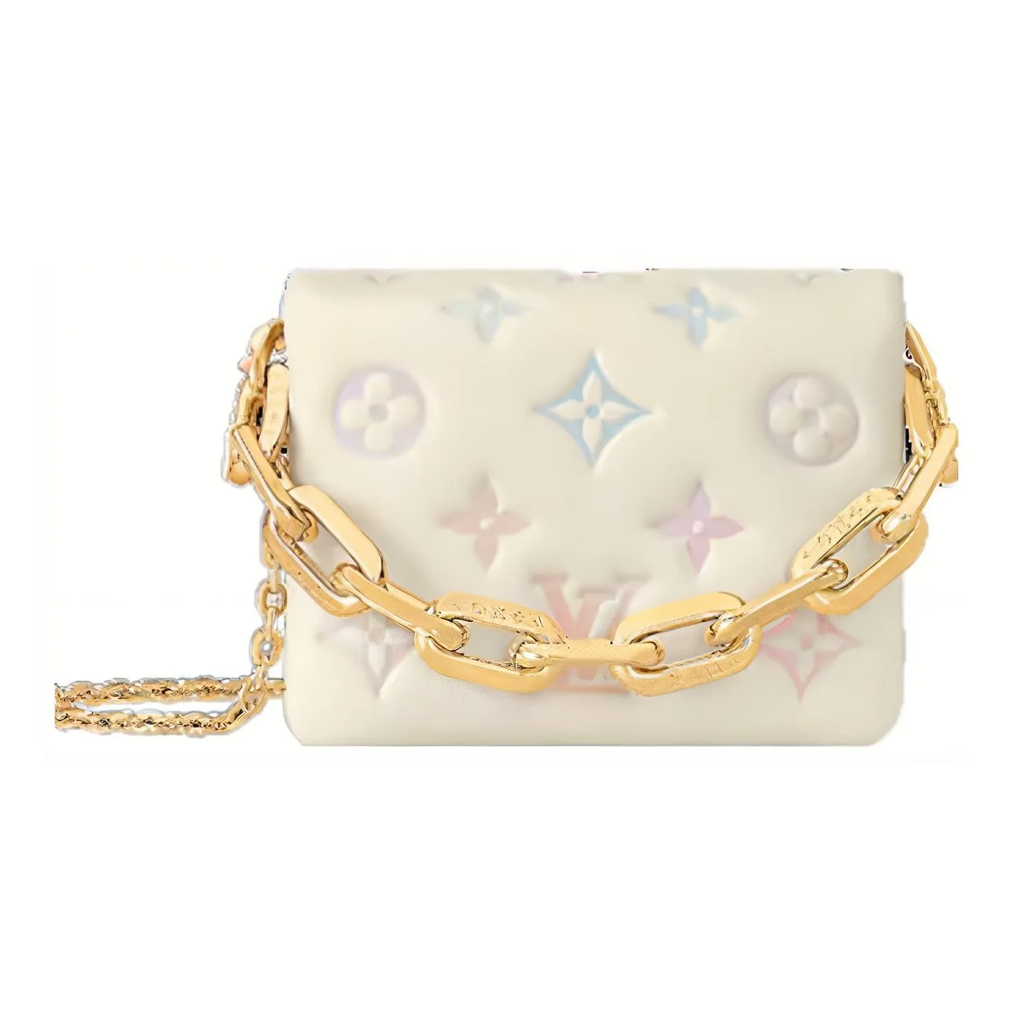 LOUIS VUITTON Coussin Sheepskin Shoulder Bag, Crossbody Bag Mini Women's White
