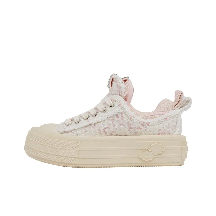 FORESHADOW 'Double Uni'1.0 Height Increasing Low Top Skateboard Shoes Women's White Lover
