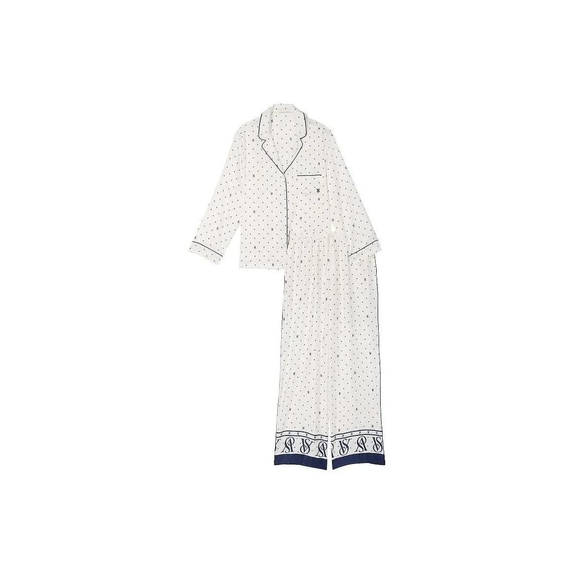 Victoria's Secret Pajama Set Women's White Polka Dot