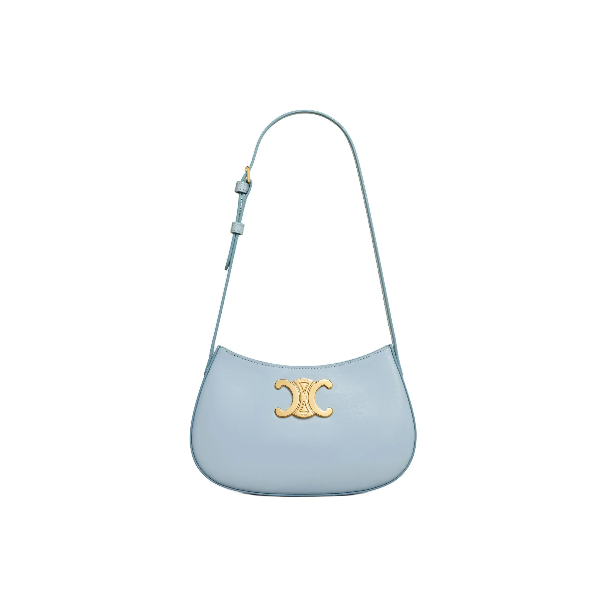 CELINE Calfskin Handbag Shoulder Bag Women's Light Blue