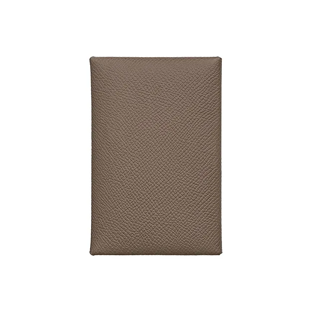HERMES Calvi Duo Calfskin Card Holder Wallet Unisex Elephant Gray