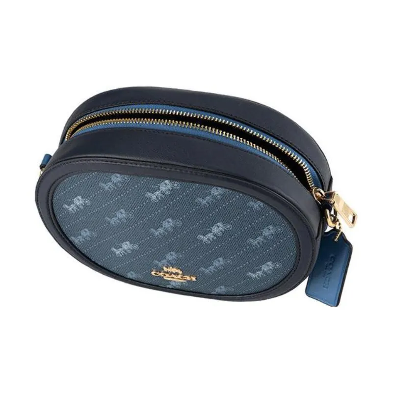 COACH Кожа Круглая Camera Сумка Сумка через плечо Маленькая Женская Морской синий