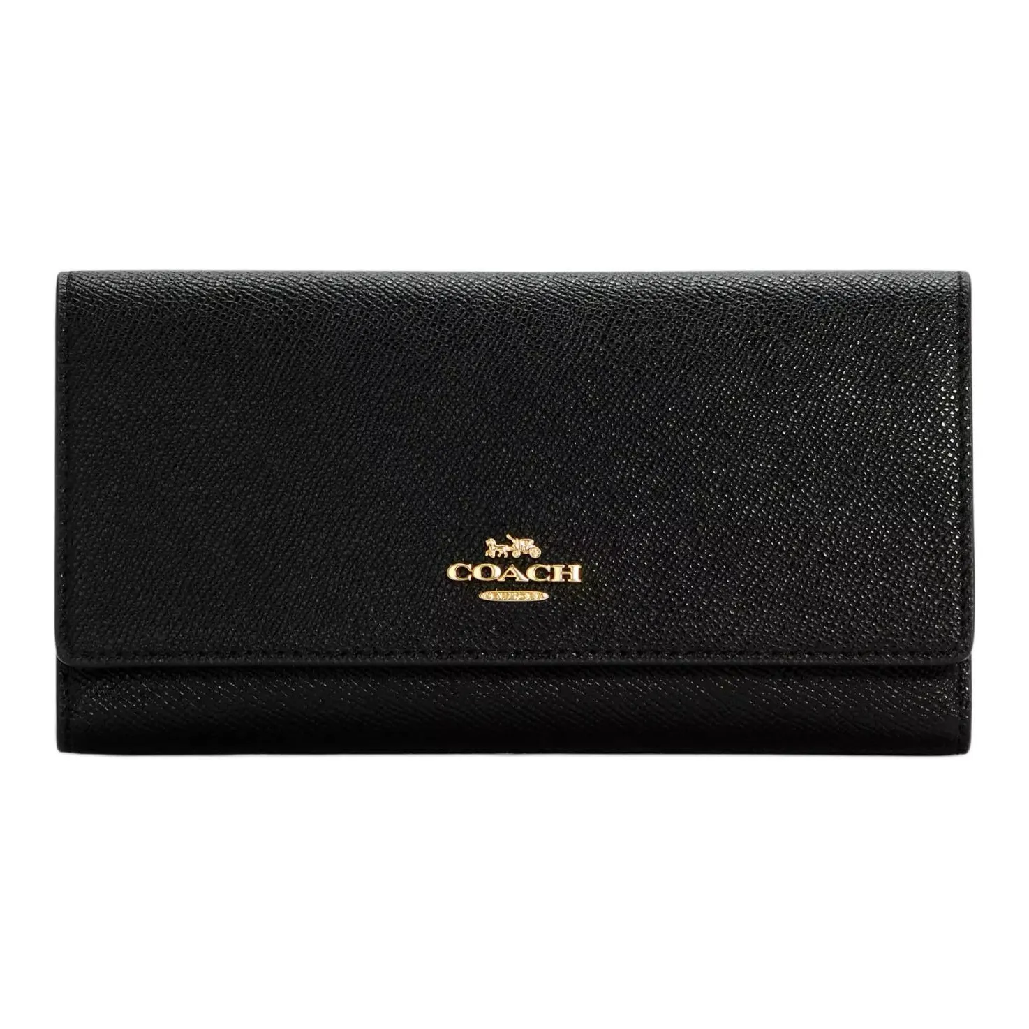 COACH Trifold Wallet Canvas Leather Clutch Wallet Women's Black